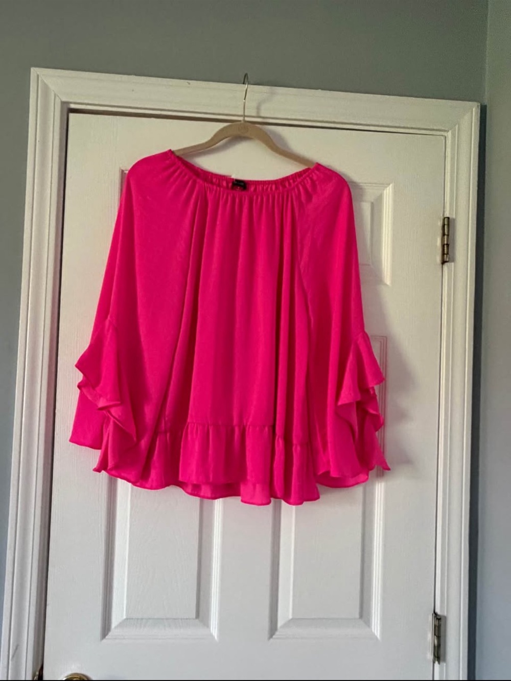 Vince Camuto Flowy Ruffled Blouse - Hot Pink